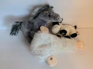 3 Webkinz Farm Animals Lot Lil'Kinz Cow Plush Grey Arabian Googles Duck NO CODES - Picture 1 of 8