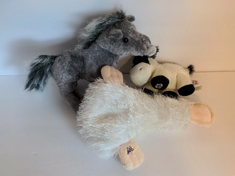 3 Webkinz Farm Animals Lot Lil'Kinz Cow Plush Grey Arabian Googles Duck NO CODES - Image 1 of 4