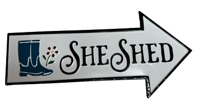 She Shed Metal Tin Sign Backyard Sheds Craft Sewing Room  Mom Gift Home Decor - Image 1 of 4