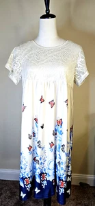 Lace and Butterfly Summer Casual Dress Womens Medium - Picture 1 of 6