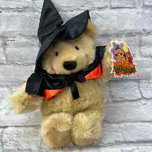 Vintage Kookie Spookies Witch Teddy Bear Stuffed Plush 13" Tan Tags Commonwealth