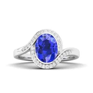 AAA 4.50 Ct Natural Tanzanite Diamond Ring 14K Solid White Gold Ring mom gift - Picture 1 of 3
