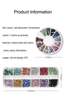 Mixed Size Colors Glass Flat Rhinestones Crystal Strass Nail Art Decoration - Picture 1 of 15