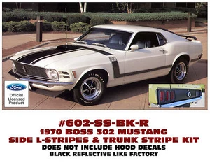 602-SS 1970 MUSTANG - BOSS 302 SIDE and TRUNK STRIPE KIT - NO HOOD STRIPES - Bild 1 von 1