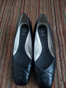 K By Clarks Black Leather Upper Court Shoes Size UK 5EE - Picture 1 of 9