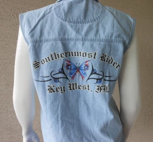 Camisa Cambray Vintage Key West Florida Talla S/M Doble V Motocicleta 100% Algodón - Imagen 1 de 7