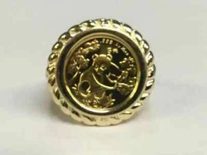 14K Yellow Gold Plated CHINESE PANDA BEAR Beauty Vintage Wedding Silver Ring - Picture 1 of 7