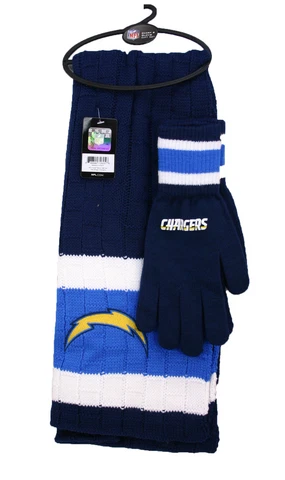 SAN DIEGO CHARGERS OFFICIAL LICENSED KNITTED SCARF & GLOVE SET, navy &  pw blue Cover