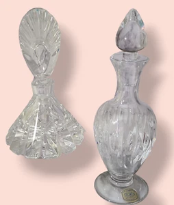 Pair of Vintage ATLANTIS PORTUGAL Hand Blown Crystal Perfume Decanters - Picture 1 of 6
