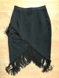 SHEIKE size 14 Black SKIRT Pencil OVERLAPPED Fringing PARTY - DESIGNER - Picture 1 of 11