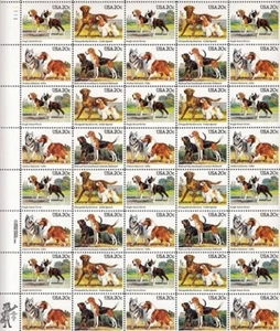 DOG, PETS,   U.S. Stamp Sheet of 40, US 20¢,  Issued 1984, mnh - Picture 1 of 1