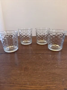 LIBBEY AWA Clear Polka Dot Optic Pattern Rocks Double Old Fashioned Glasses -4 - Picture 1 of 8