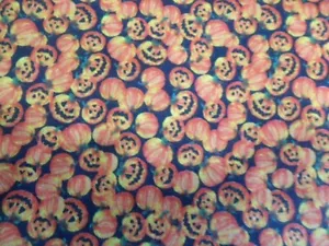QUILTING SEWING COTTON FABRIC UNWASHED HALLOWEEN PUMPKINS - Picture 1 of 1