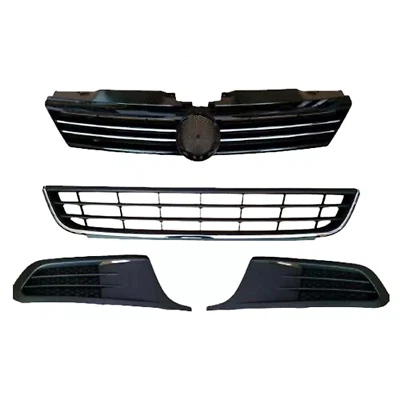 Front Bumper Upper Lower Grille & Fog Cover For 2011-2014 Volkswagen Jetta 4PCS Foto 1 de 4