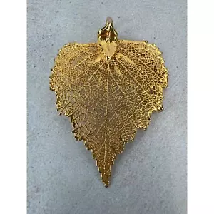 Vintage Leaf Pendant covered in Gold Leaf Bold Boho Classic - Picture 1 of 5