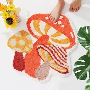 Large Mushroom Rug Funny Bathroom Decor Cute Absorbent Bath Mat Non-Slip Wash... - Picture 1 of 7