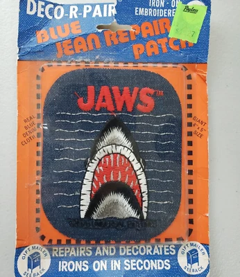 Parche de reparación de jean azul decorativo vintage mandíbulas coleccionables tiburón AG Foto 1 de 4