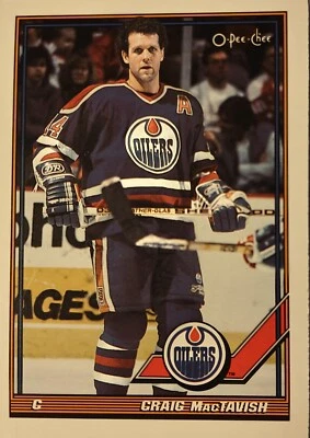 1991-1992 O-PEE-CHEE CRAIG MACTAVISH EDMONTON OILERS CARD #63 MINT - Image 1 of 3