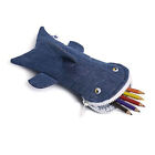 Canvas Shark Shaped Pencil Stationery Pouch With Zipper For School Students