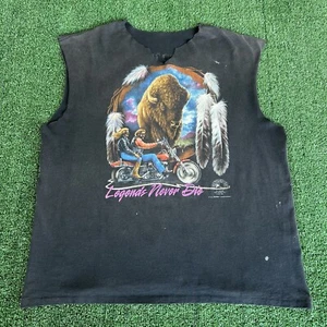 VTG 90s 3D Emblem Easy Riders Legends Never Die Chopped Faded Black T-Shirt XL - Picture 1 of 8