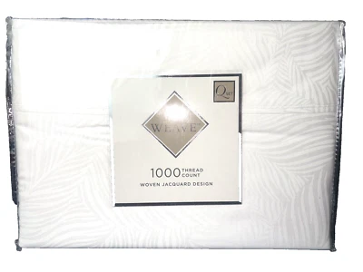 Art of the Weave 1000 TC Cotton Blend Sheet Set Feathers/Leaves Queen White $180 - Image 1 of 4