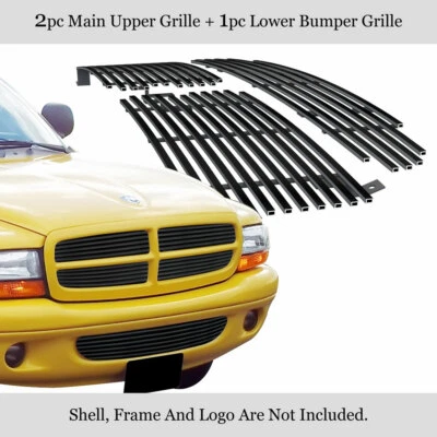 Se adapta a 97-04 Dodge Dakota/98-03 Durango acero inoxidable negro Billet Grille Combo Foto 1 de 4