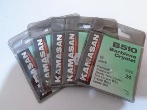 Kamasan B510 Widerhakenlose Kristall Spaten Endhaken Größe 24 (5 Pakete) - Bild 1 von 3