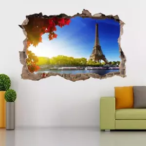 Torre Eiffel París Smashed Wall Calcomanía Extraíble Gráfico Wall Sticker Mur... - Imagen 1 de 1