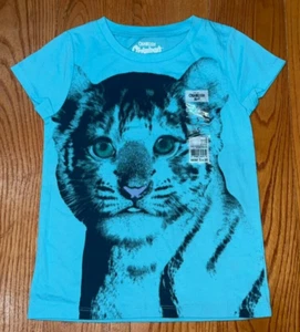OSHKOSH ORIGINALS: Girl's Blue T-Shirt w/ A Cat Design, Size 5 - Picture 1 of 4