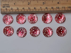 Natural Shell Round Red, 18mm18mm x 10 for blouses, shirts, jackets and crafts. - Picture 1 of 5