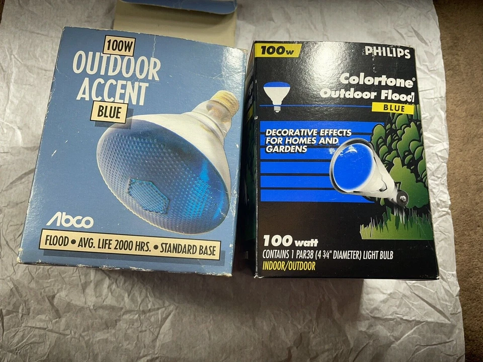 2 lights- Philips/Abco Colortone Blue 100W Par 38 Flood  Bulb Indoor/Outdoor - Image 1 of 3
