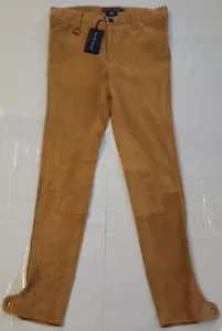 Pantaloni da equitazione Ralph Lauren donna camoscio agnello marrone chiaro taglia 6X28 prezzo al dettaglio $1298 - Foto 1 di 15