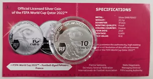FRANCIA 10 EURO ARGENTO FIFA WORLD CUP 2022 QATAR CALCIO 2021 PROOF EAGLE - Foto 1 di 5