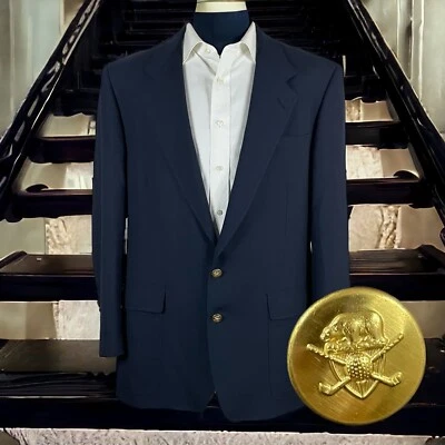 Jack Nicklaus Hart Marx Blazer Mens 44L Navy Blue Two Gold Buttons Wool Blend - Image 1 of 4