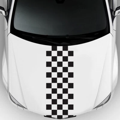 Checkered Car Sticker Graphic Racing Vinyl Decal For Body Hood Bumper Decoration - Image 1 of 4