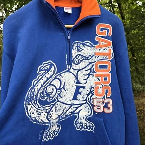 Soffe Florida Gators Sweater Adult L Large Blue Orange 1/4 Quarter Zip Sample - Picture 1 of 7