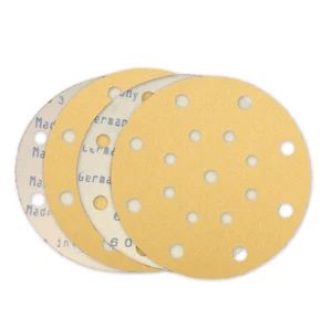 Discos de lijado de agarre de gancho y bucle dorado de 6" x 17 agujeros (paquete de 100, grano 600) - Imagen 1 de 3