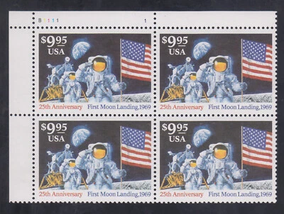 US Stamp #2842 $9.95 Space Moon Landing, XF NH Plate Block of 4 - Image 1 of 2