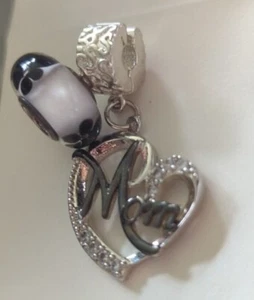 AUTHENTISCHE PANDORA PERLE mit 4 europäischen Clip auf Mama CHARM LOT 114 - Bild 1 von 3