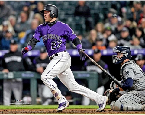 Trevor Story Colorado Rockies Unsigned Single Hit Photograph Cover
