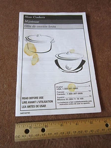 Olla de cocción lenta manual Hamilton Beach Proctor Silex inglés español francés guía - Imagen 1 de 1