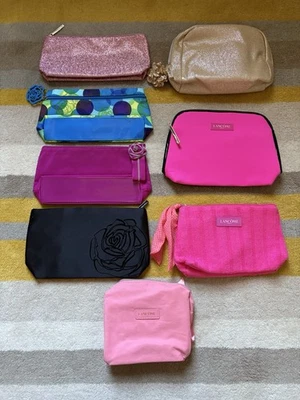 NUEVO LOTE DE 8 BOLSAS COSMÉTICAS LANCOME CON CREMALLERA ROSA NEGRO ORO AZUL Foto 1 de 3