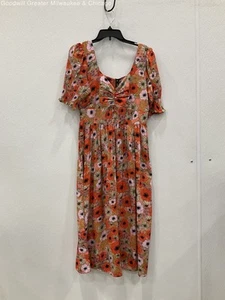 NWT Influence Women's Multicolor Floral Midi Dress Size 14 Short Sleeve A-Line - Picture 1 of 5