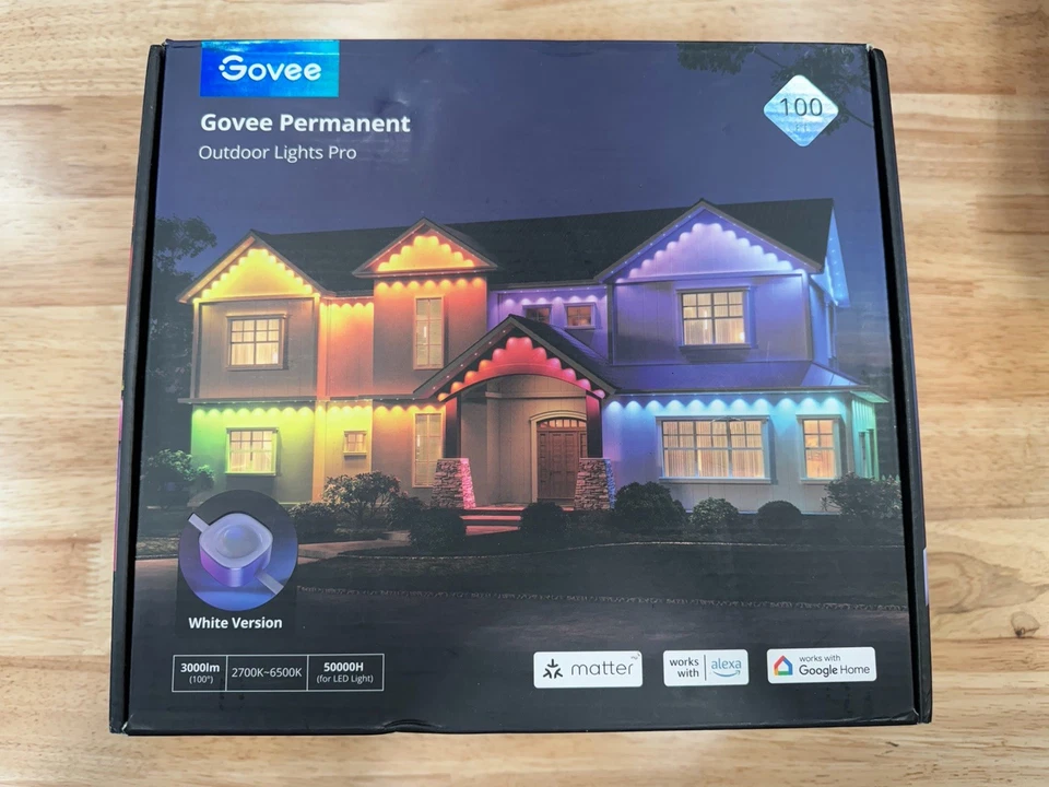 Govee Permanent Outdoor Lights Pro, 100ft with 60 RGBIC LED Lights for Daily and - Image 1 of 1