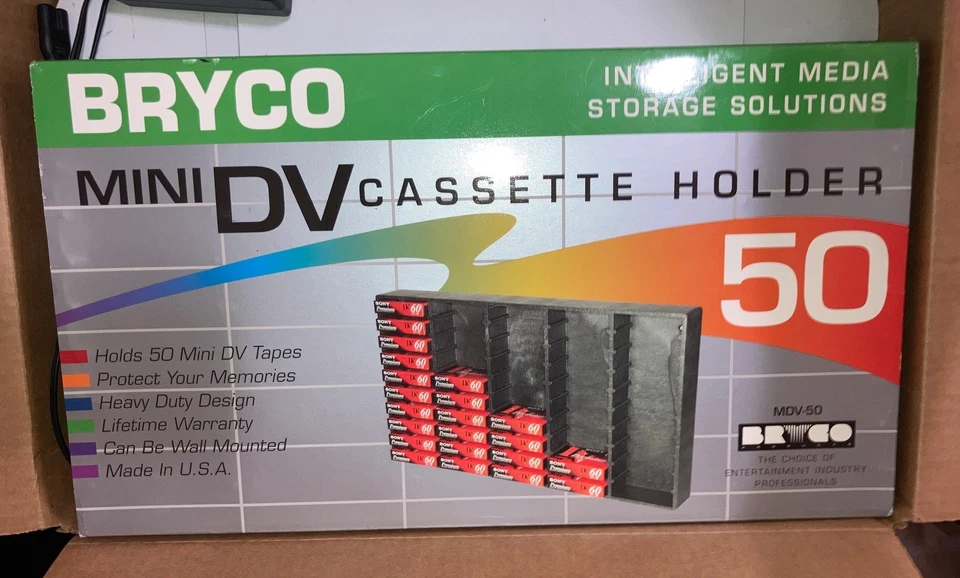 STORAGE RACK Bryco MDV-50 Mini DV 50 Tape Holder (BRAND NEW) With Slip Cover - Image 1 of 2