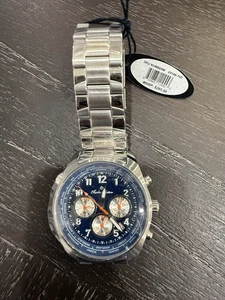 Charles Hutton Dual Time Men's Watch Blue Dial 43.5mm Stainless Steel Bracelet - Picture 1 of 12