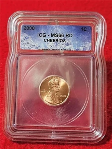 2000 Lincoln Memorial Cent  ICG MS 66RD      CHEERIOS                     #T5329 - Picture 1 of 2