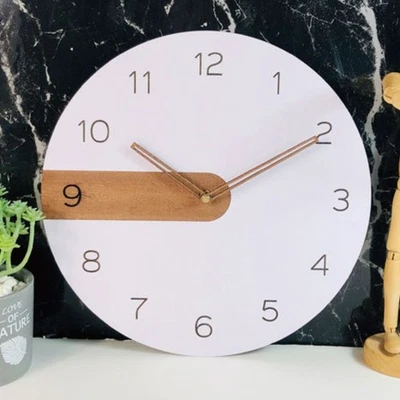 30cm Wooden Wall Clock with Quiet Quartz Movement Large Number Carved Design - Image 1 of 4