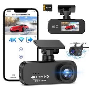 DYNACAM Dash Cam Front and Rear 4K+1080P, WiFi Dash Cam Free 64GB Card, - Picture 1 of 5
