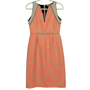 Vestido de muestra Dorothee Schumacher nuevo con etiquetas, talla 2, coral/bronceado con ribete negro - Imagen 1 de 13